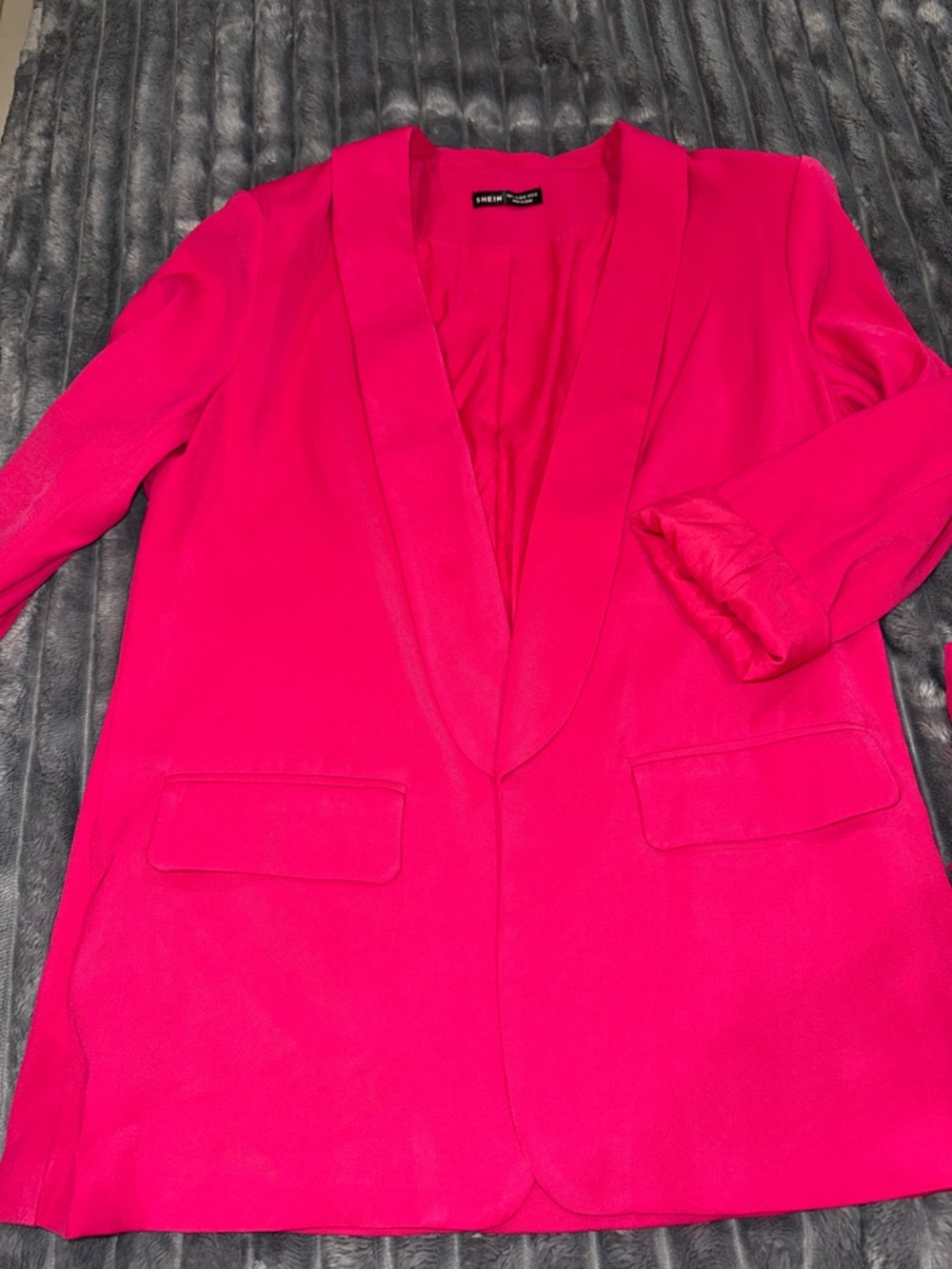 SHEIN Vibrant Hot Pink Open-Front Blazer